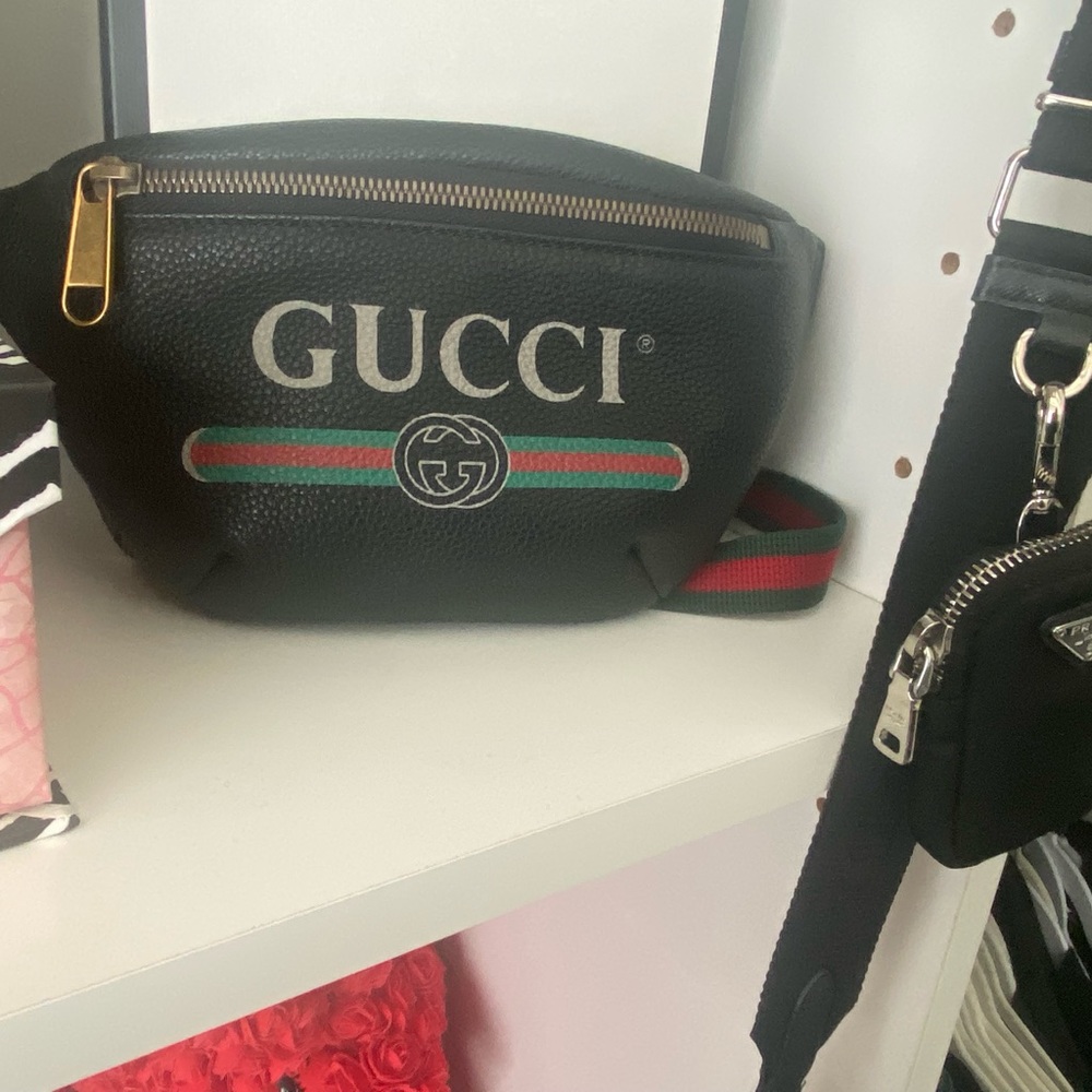 Gucci Print Belt Bag Vintage Logo Small Black - Picture 3 of 10